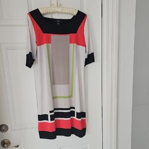 Alfani Colorblock Midi Dress - Red, Black, White